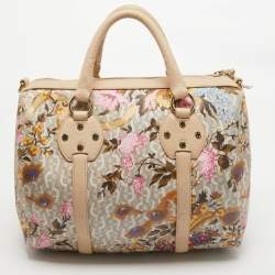 Aigner Beige/Multicolor Signature Floral Print PVC Satchel