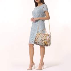 Aigner Beige/Multicolor Signature Floral Print PVC Satchel