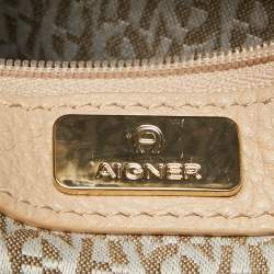Aigner Beige/Multicolor Signature Floral Print PVC Satchel