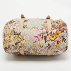 Aigner Beige/Multicolor Signature Floral Print PVC Satchel