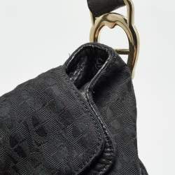 Aigner Black Monogram Canvas and Leather Logo Handle Hobo