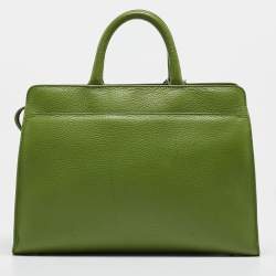 Pre Owned Aigner Apple Green Leather Medium Cybill Tote