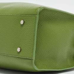 Pre Owned Aigner Apple Green Leather Medium Cybill Tote