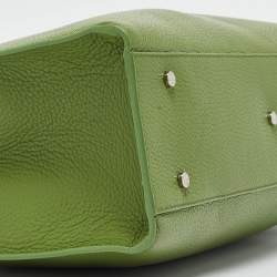 Pre Owned Aigner Apple Green Leather Medium Cybill Tote