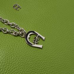 Pre Owned Aigner Apple Green Leather Medium Cybill Tote