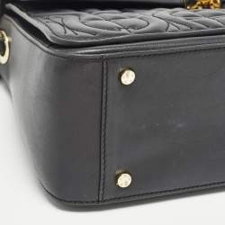 Aigner Black Logo Embossed Leather Genoveva Top Handle Bag