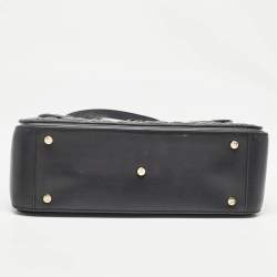Aigner Black Logo Embossed Leather Genoveva Top Handle Bag