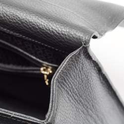 Aigner Black Leather Logo Flap Top Handle Bag