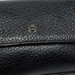 Aigner Black Leather Flap Crossbody Bag