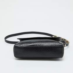 Aigner Black Leather Flap Crossbody Bag