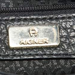 Aigner Black Leather Flap Crossbody Bag