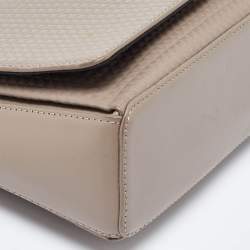 Aigner Beige Embossed Leather Flap Chain Crossbody Bag