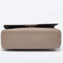 Aigner Beige Embossed Leather Flap Chain Crossbody Bag