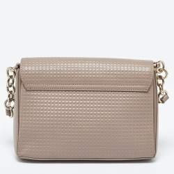 Aigner Beige Embossed Leather Flap Chain Crossbody Bag