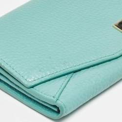 Aigner Blue Leather Logo Charm Flap Continental Wallet