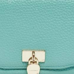 Aigner Blue Leather Logo Charm Flap Continental Wallet