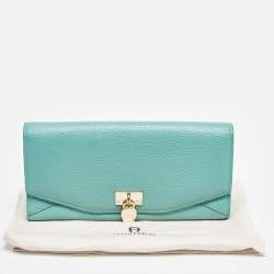 Aigner Blue Leather Logo Charm Flap Continental Wallet