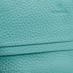 Aigner Blue Leather Logo Charm Flap Continental Wallet
