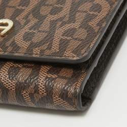 Aigner Dark Brown Monogram Coated Canvas Logo Trifold Wallet