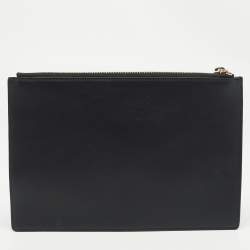 Aigner Black Leather Motif Zip Pouch