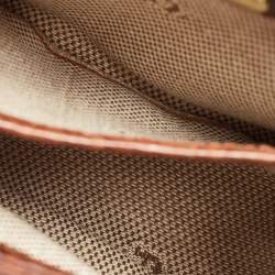 Pre Owned Aigner Dark Brown Croc Embossed Leather Flap Saddle Crossbody Bag