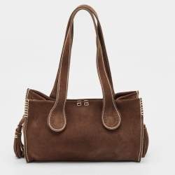 Pre Owned Aigner Brown Suede Tassel Tote