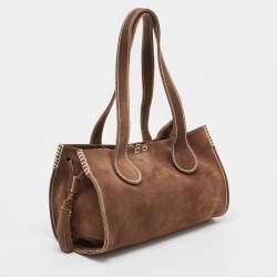 Pre Owned Aigner Brown Suede Tassel Tote
