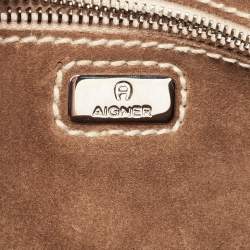 Pre Owned Aigner Brown Suede Tassel Tote