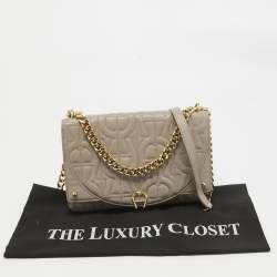 Aigner Taupe Signature Leather Small Diadora Crossbody Bag