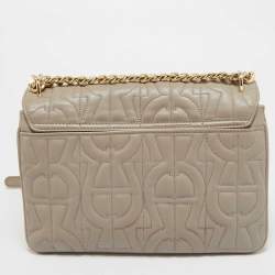 Aigner Taupe Signature Leather Small Diadora Crossbody Bag