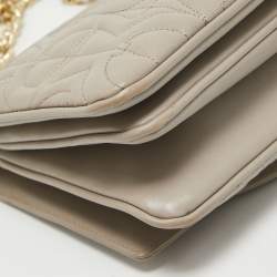 Aigner Taupe Signature Leather Small Diadora Crossbody Bag