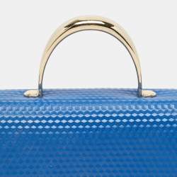 Aigner Blue Embossed Leather Genoveva M Top Handle Bag