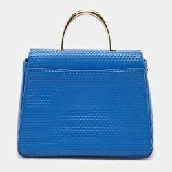 Aigner Blue Embossed Leather Genoveva M Top Handle Bag