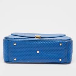 Aigner Blue Embossed Leather Genoveva M Top Handle Bag