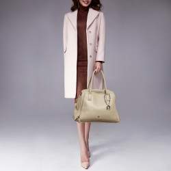 Pre Owned Aigner Light Beige Leather Double Zip Satchel