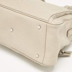 Pre Owned Aigner Light Beige Leather Double Zip Satchel