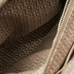 Pre Owned Aigner Light Beige Leather Double Zip Satchel