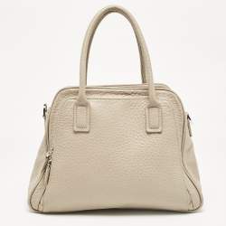 Pre Owned Aigner Light Beige Leather Double Zip Satchel