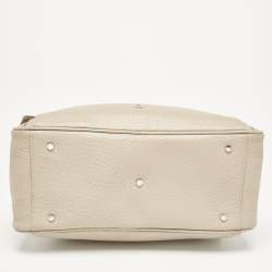 Pre Owned Aigner Light Beige Leather Double Zip Satchel