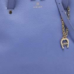 Pre Owned Aigner Lavender Leather Zip Satchel