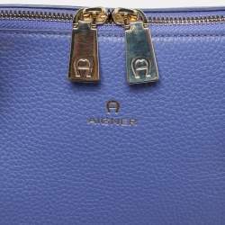 Pre Owned Aigner Lavender Leather Zip Satchel