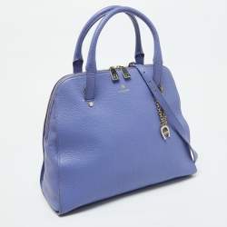 Pre Owned Aigner Lavender Leather Zip Satchel
