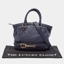 Aigner Navy Blue Leather Cavallina Satchel