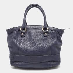 Aigner Navy Blue Leather Cavallina Satchel