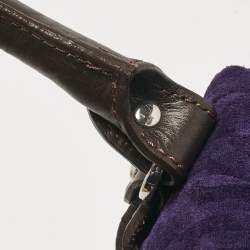 Pre Owned Aigner Dark Brown/Purple Leather and Suede Braided Cage Satchel