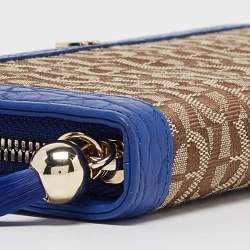 Pre Owned Aigner Beige/Indigo Monogram Canvas and Leather Cavallina assel Continental Wallet