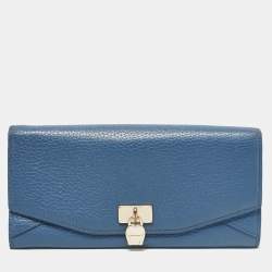 Aigner Blue Leather Logo Flap Continental Wallet