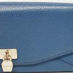 Aigner Blue Leather Logo Flap Continental Wallet