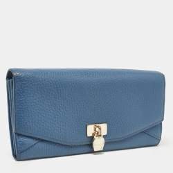 Aigner Blue Leather Logo Flap Continental Wallet