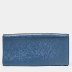 Aigner Blue Leather Logo Flap Continental Wallet